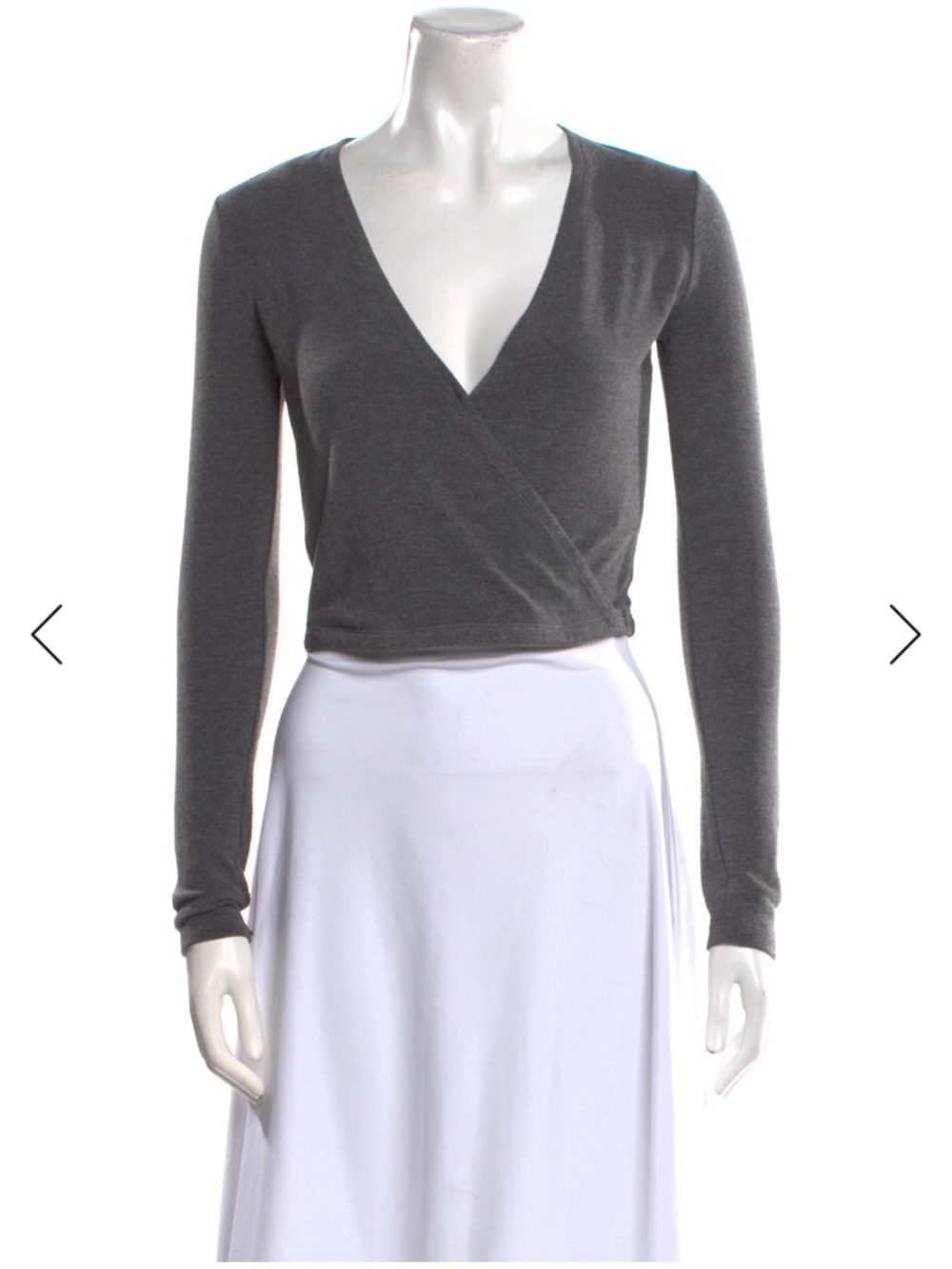 Alice + Olivia Gray Long-Sleeve Wrap Top SZ XS
